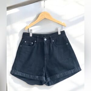 CarMar Women’s High Waisted Cuffed Hem Black Denim Shorts